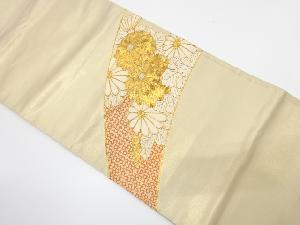 アンティーク 疋田に菊模様 刺繍 袋帯(着用可)